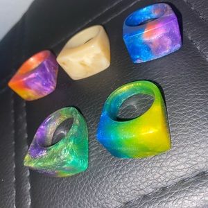 Marble Colorful Resin Ring Set